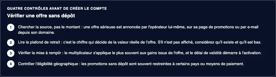 Étapes de vérification d'une offre sans dépôt : chercher la source